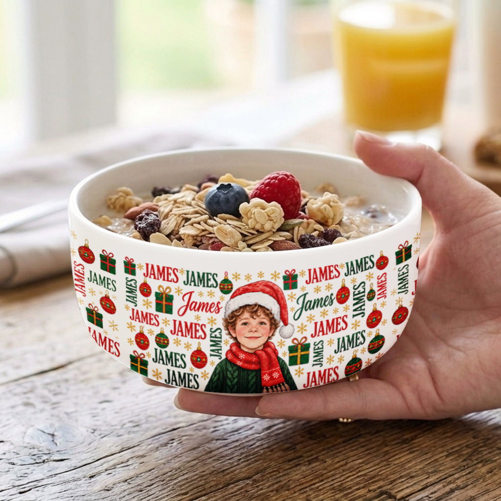Wunderschöner Weihnachts-Cerealien-Schalen-Geschenk für Kinder - Personalisierte Keramikschale