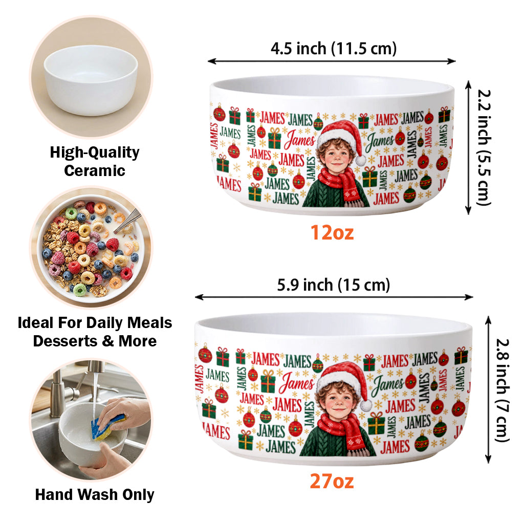 Wunderschöner Weihnachts-Cerealien-Schalen-Geschenk für Kinder - Personalisierte Keramikschale