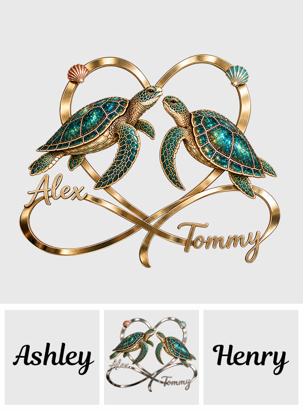 Love You Infinite - Personalized Turtle 3D Printed Cut Metal Sign