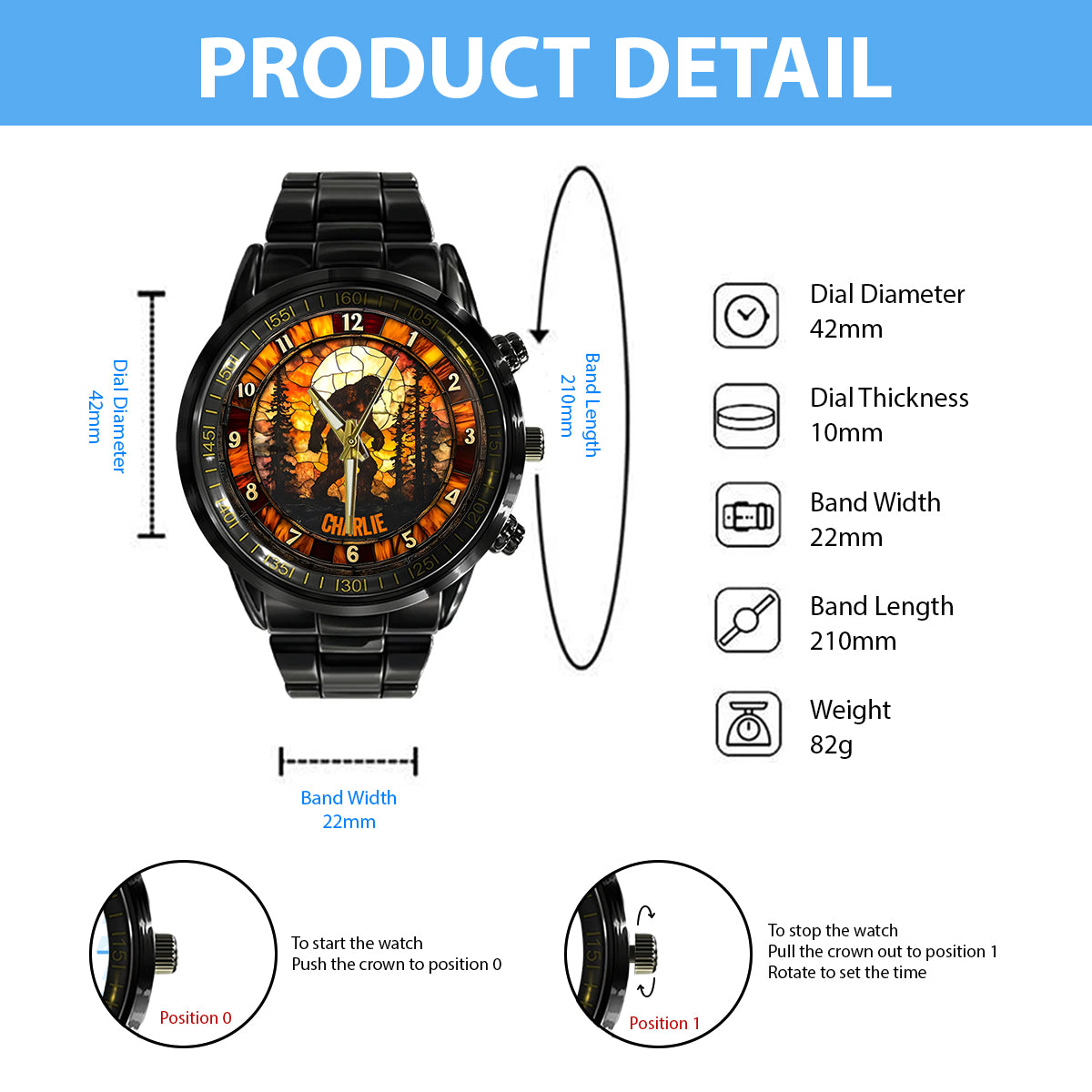 Sasquatch - Personalisierte Camping-Handuhr