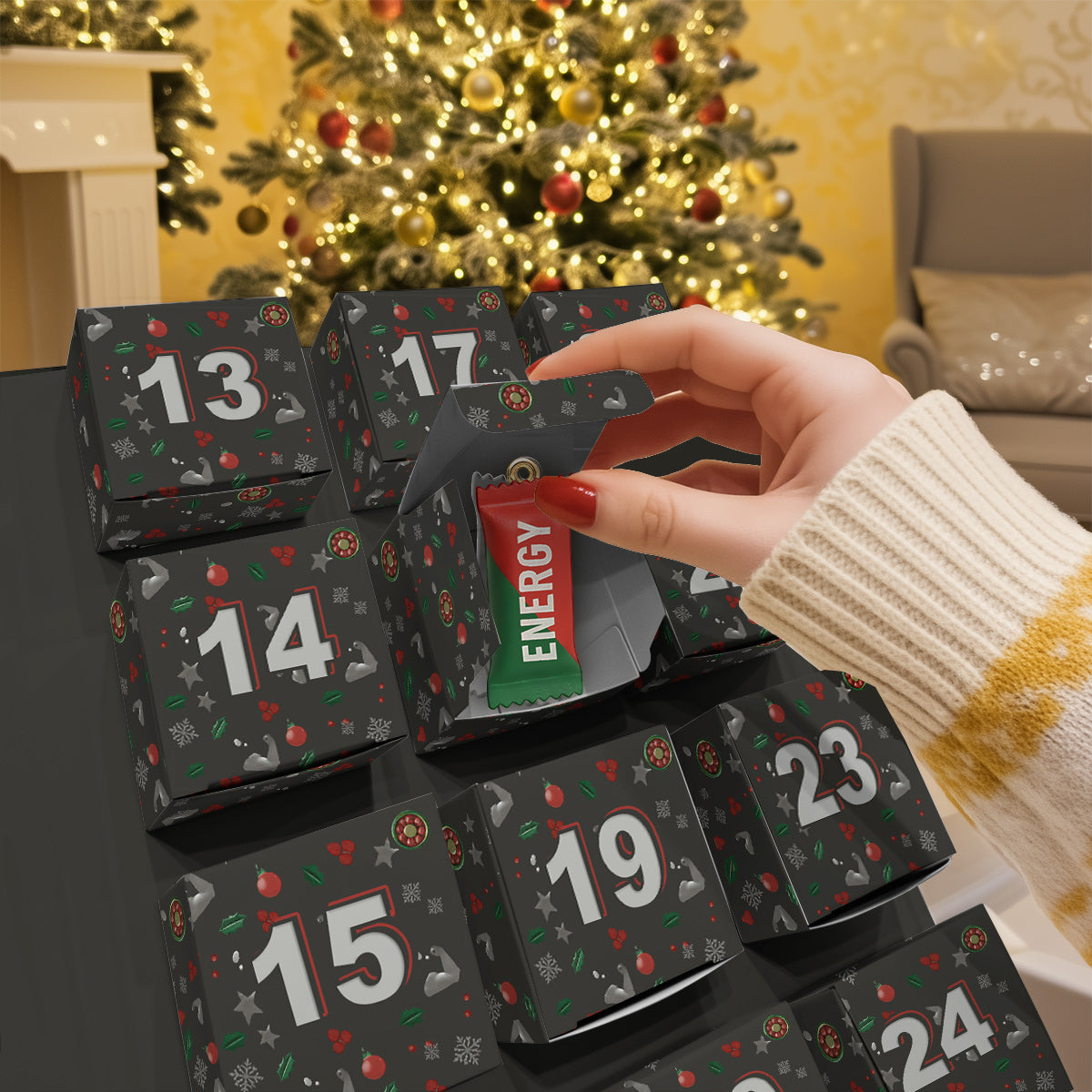 Ohne Fleiß kein Preis – Personalisierter Fitness-Adventskalender zum Falten mit Ornamenten