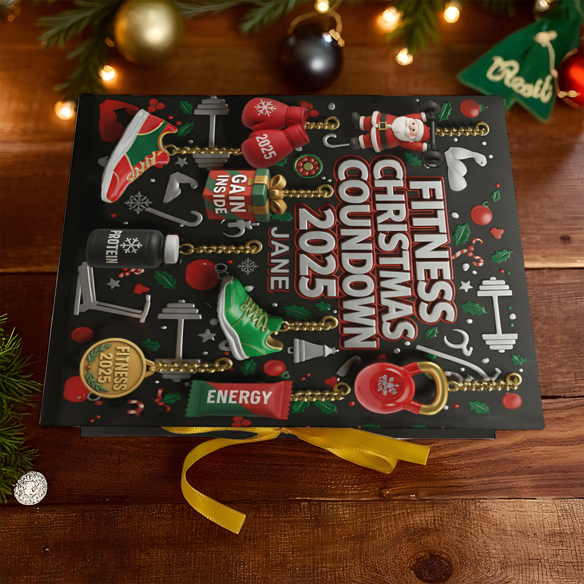 Ohne Fleiß kein Preis – Personalisierter Fitness-Adventskalender zum Falten mit Ornamenten