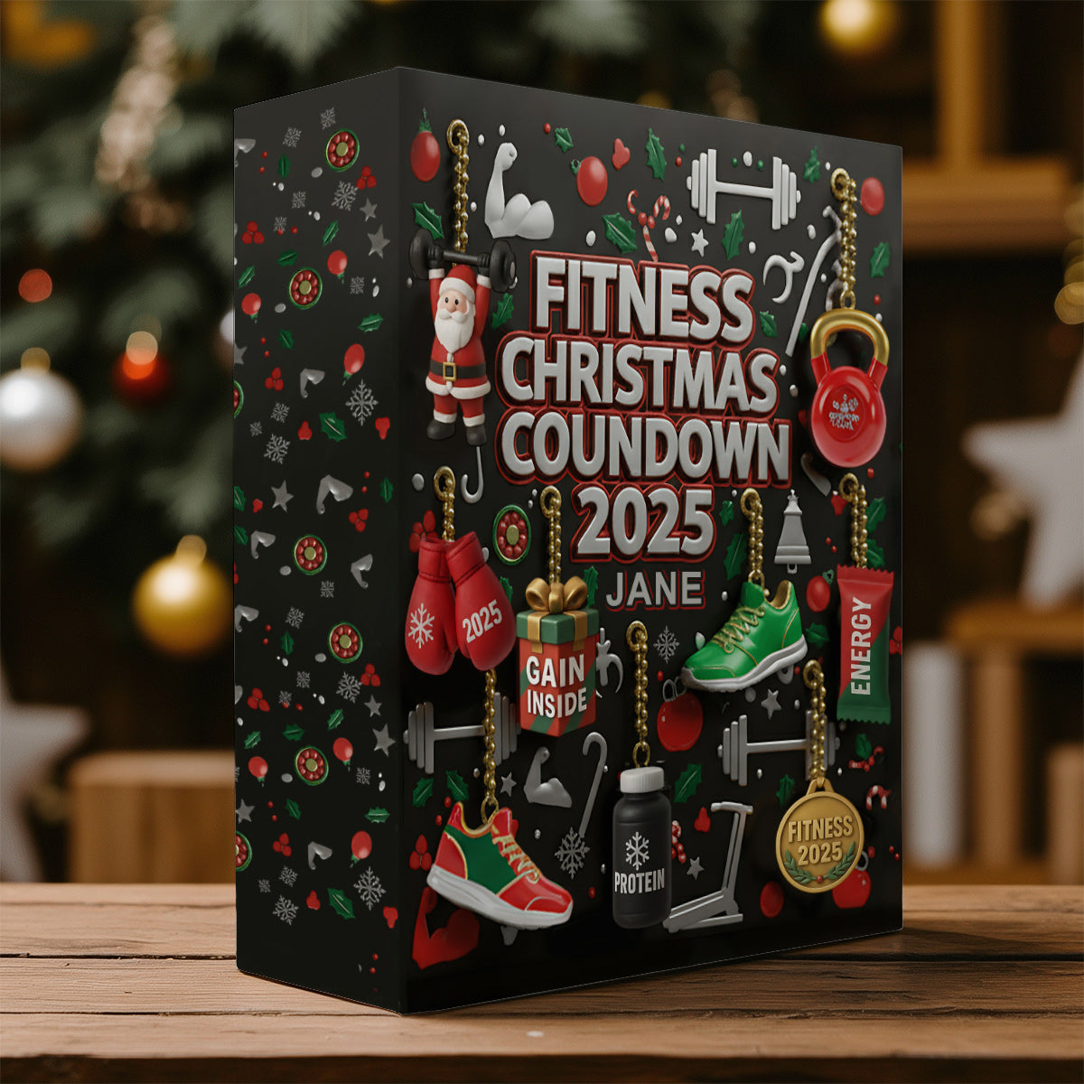 Ohne Fleiß kein Preis – Personalisierter Fitness-Adventskalender zum Falten mit Ornamenten