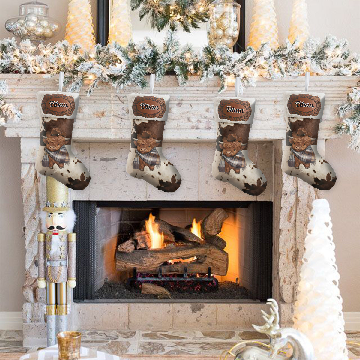 Fröhliche Weihnachten – Personalisierter Weihnachtsstrumpf in Cowboy-/Cowgirl-Form