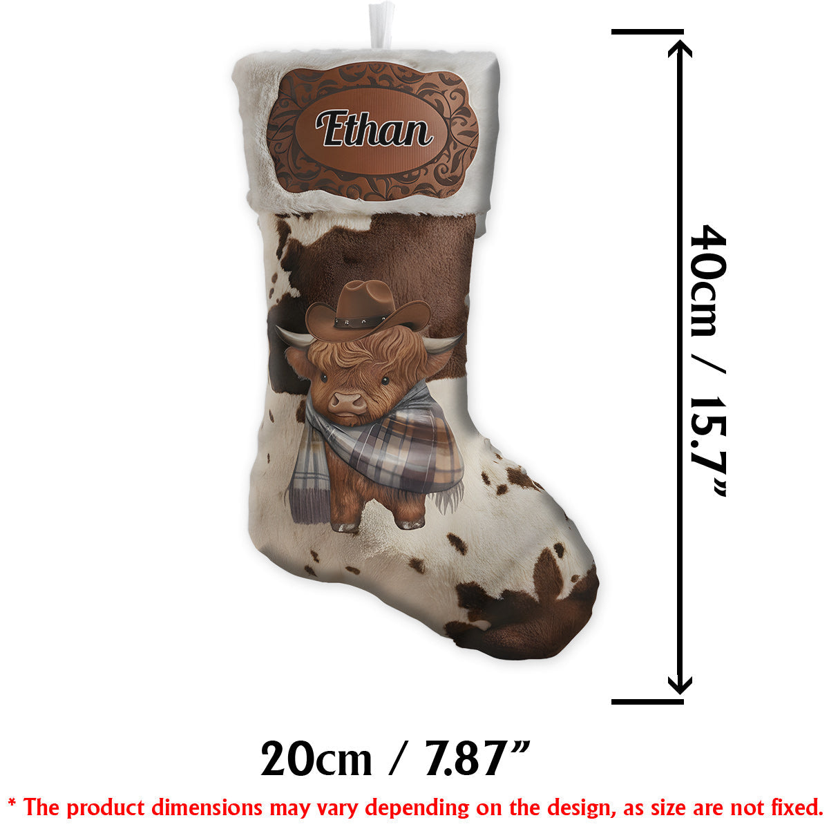 Fröhliche Weihnachten – Personalisierter Weihnachtsstrumpf in Cowboy-/Cowgirl-Form