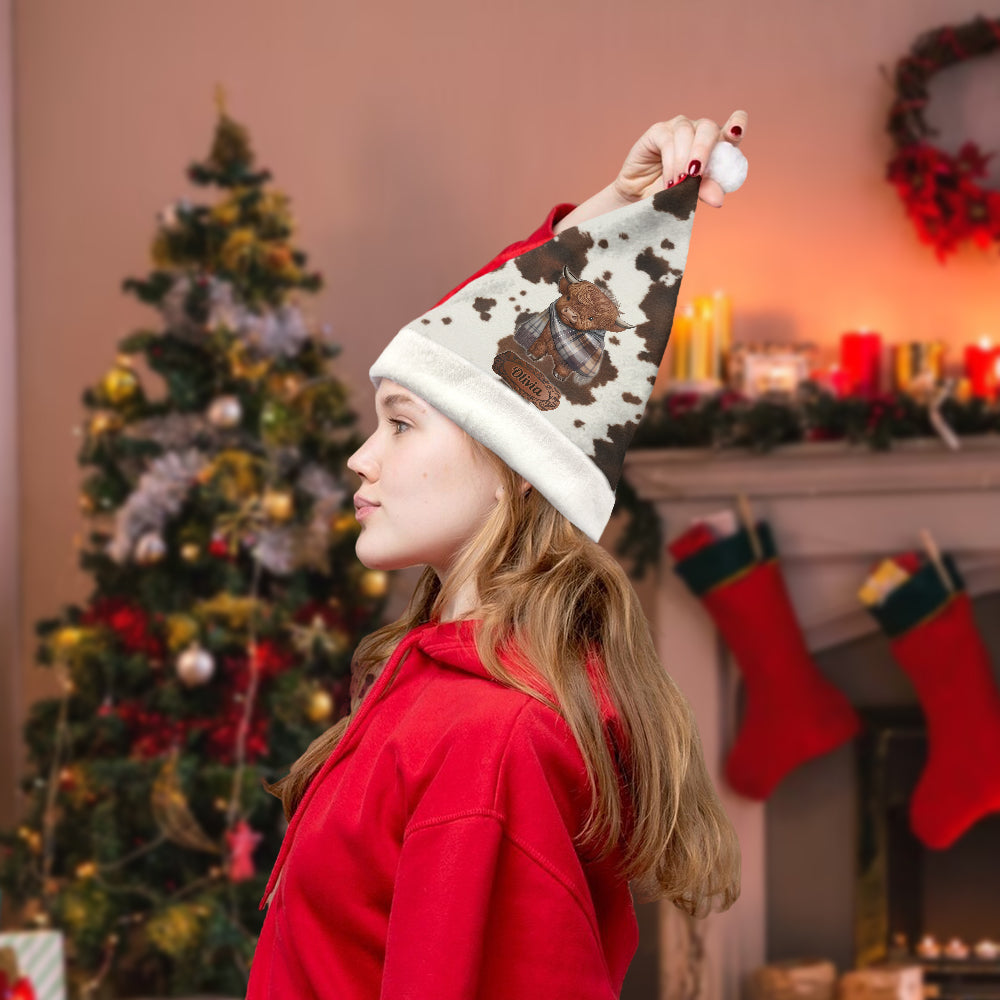 Liebe zu Hochlandrindern – Personalisierte Hochlandrind-Weihnachtsmannmütze