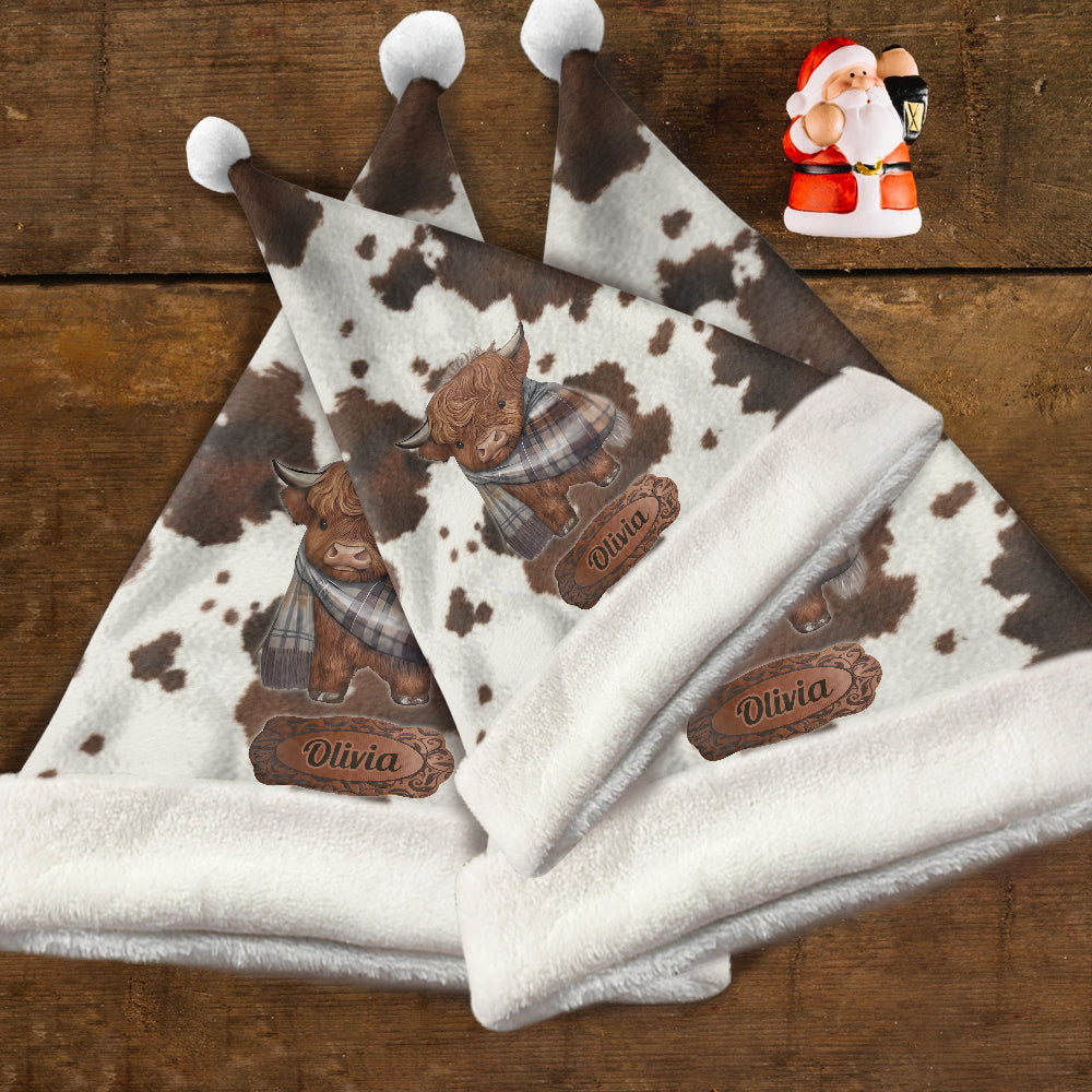 Liebe zu Hochlandrindern – Personalisierte Hochlandrind-Weihnachtsmannmütze