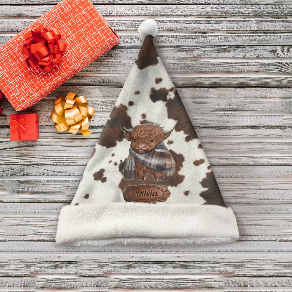 Liebe zu Hochlandrindern – Personalisierte Hochlandrind-Weihnachtsmannmütze