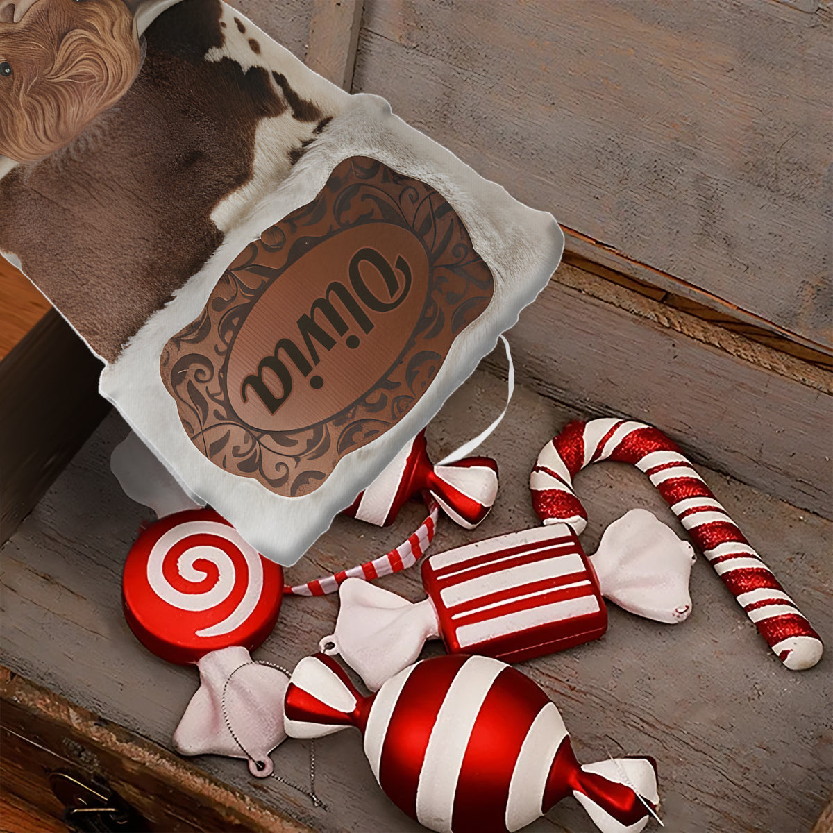 Merry Christmas - Personalized Highland Cow Shaped Christmas Stocking