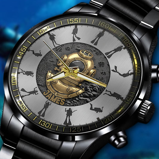 Zeit zum Tauchen – Personalisierte Taucher-Handuhr