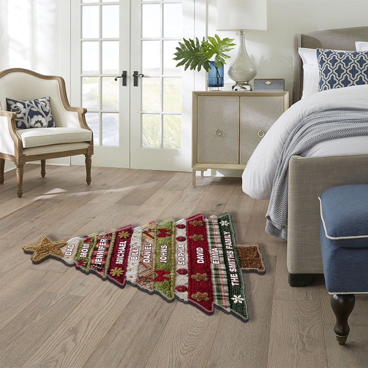 Frohe Weihnachten – Personalisierter, rutschfester Familienteppich