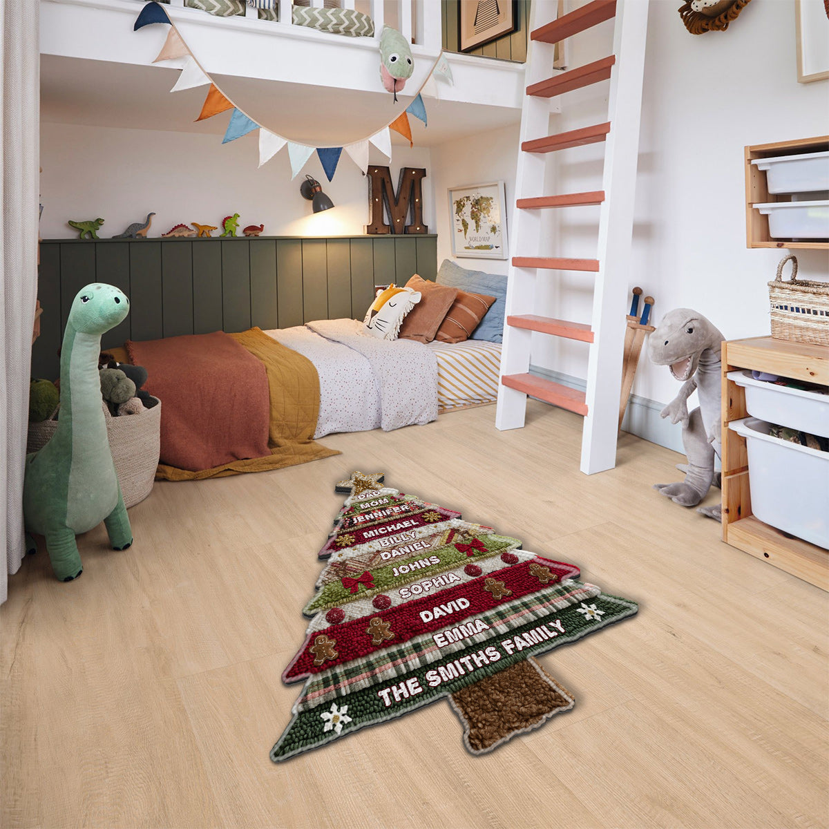 Frohe Weihnachten – Personalisierter, rutschfester Familienteppich