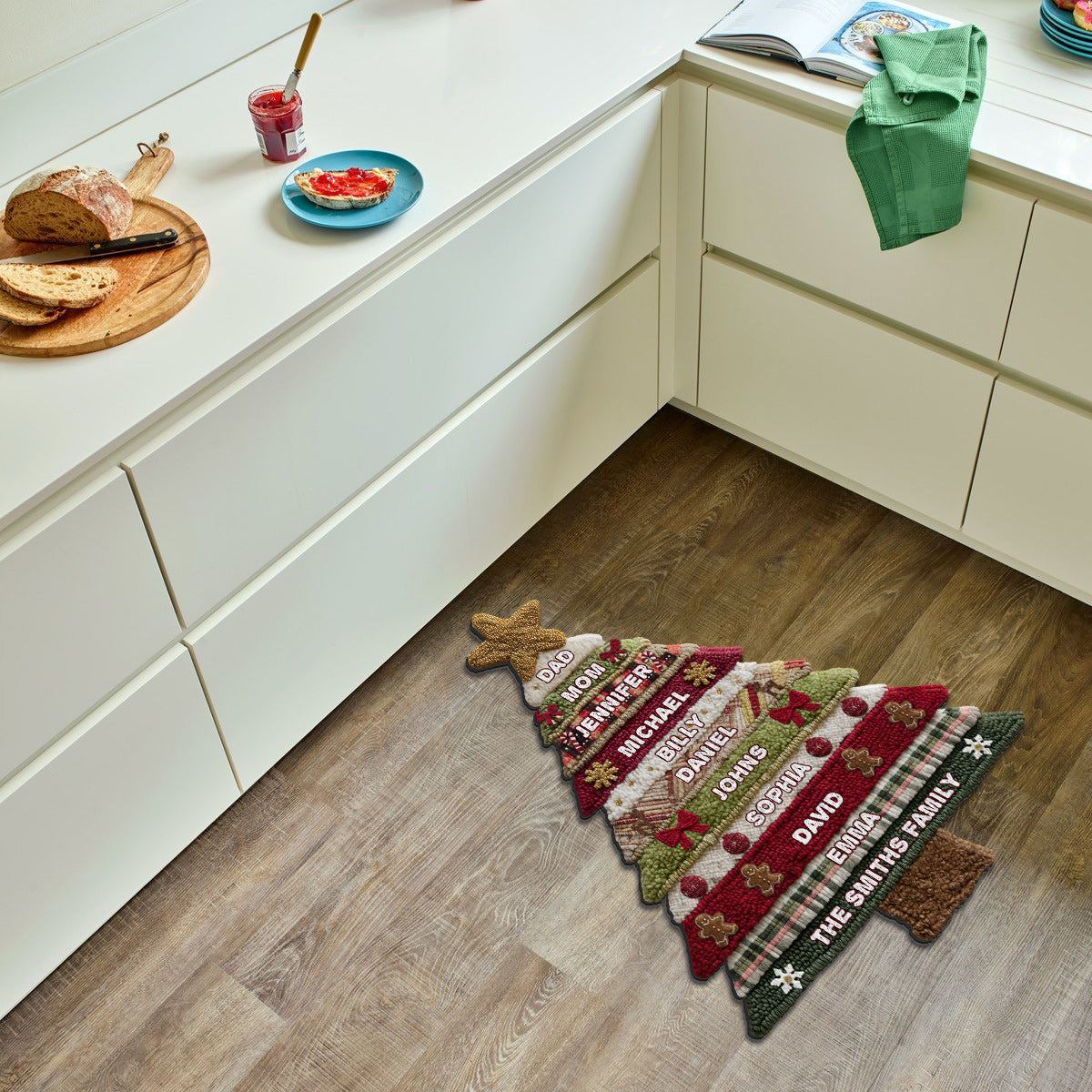Frohe Weihnachten – Personalisierter, rutschfester Familienteppich