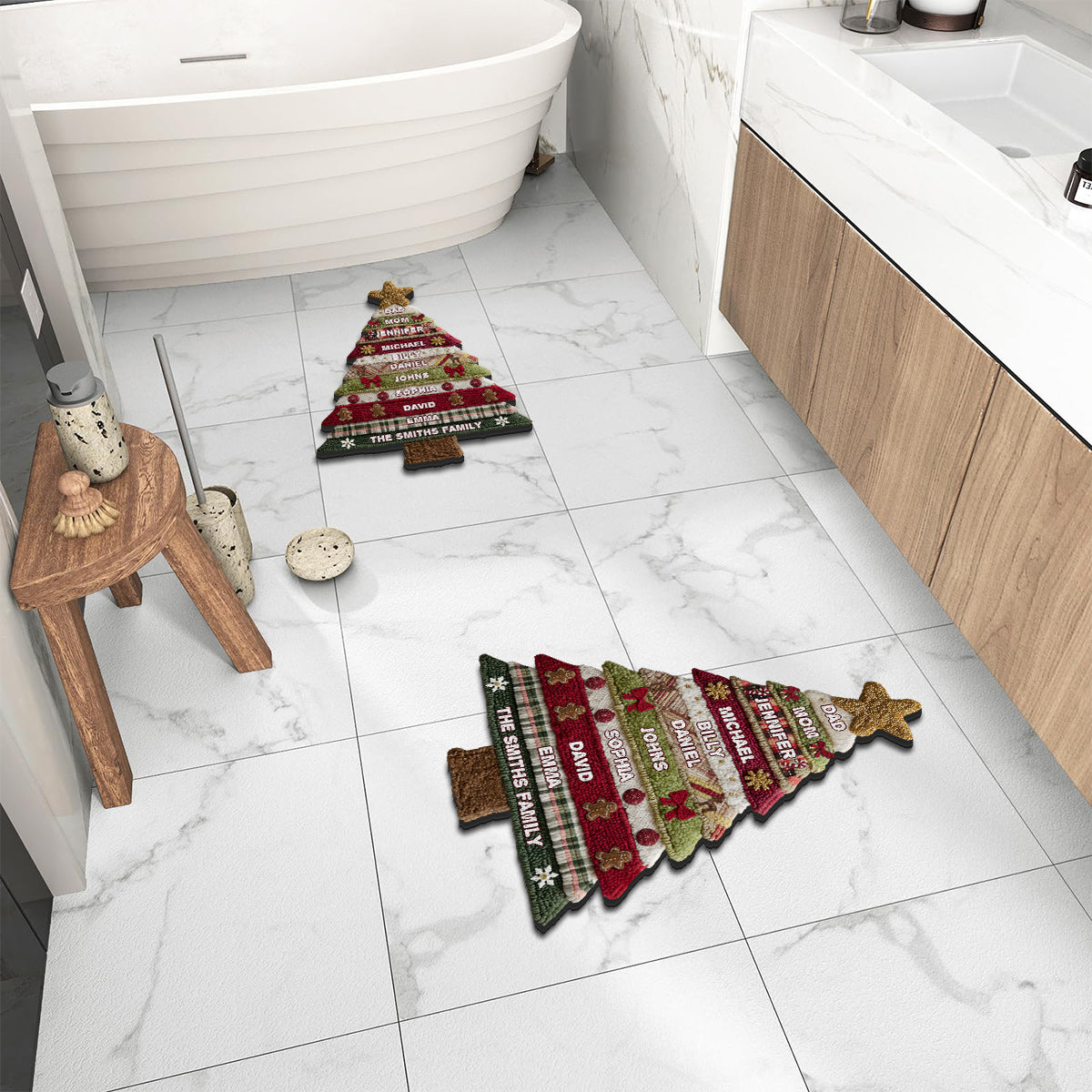 Frohe Weihnachten – Personalisierter, rutschfester Familienteppich