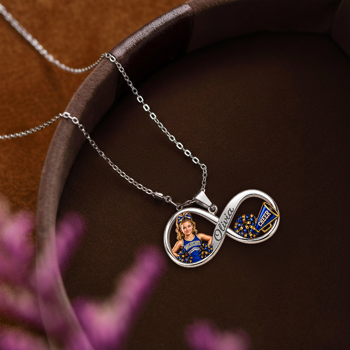 Love Being A Cheerleader - Personalized Cheerleading Shaped Metal Pendant Necklace
