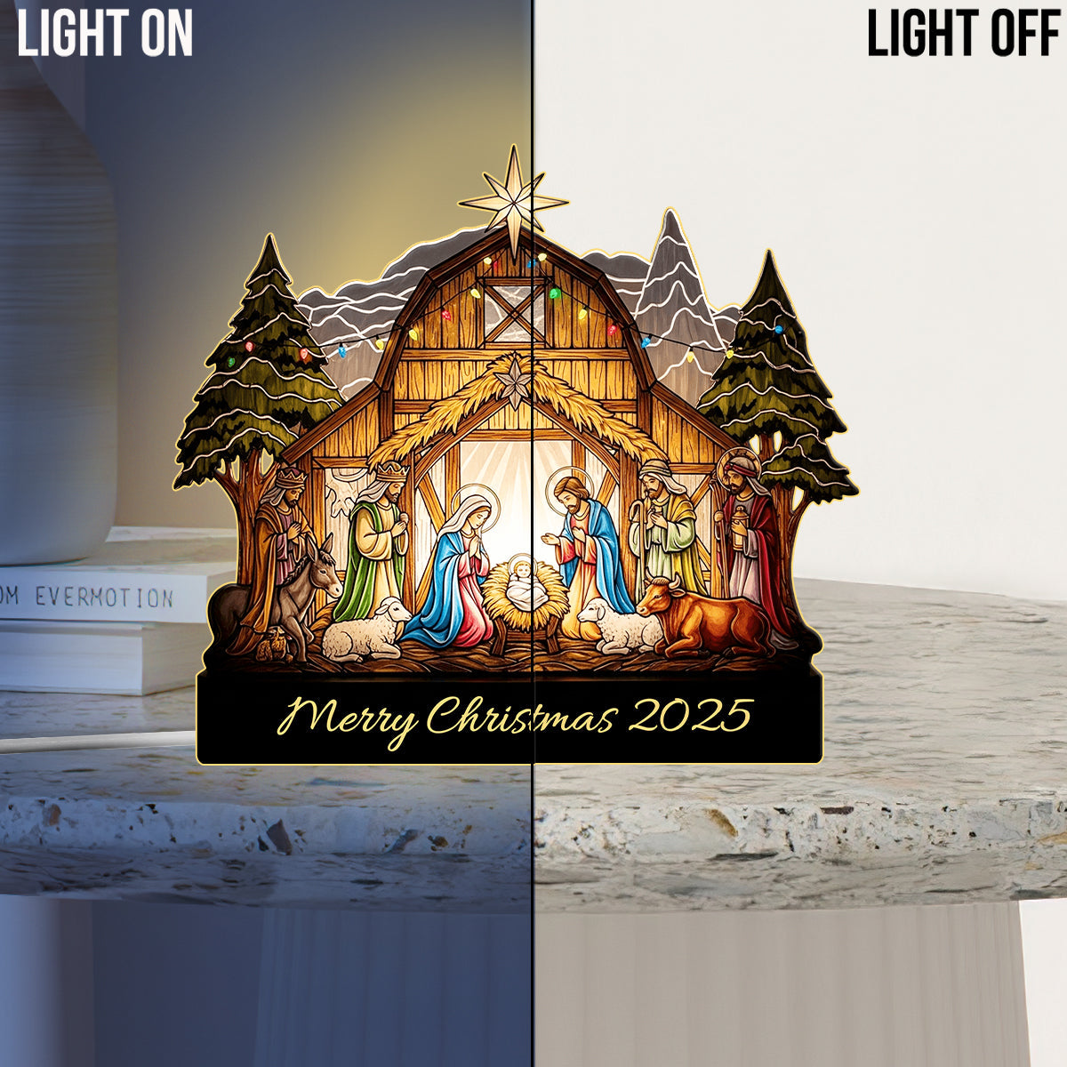 Frohe Weihnachten – Personalisierte christliche LED-Nachtleuchte aus Acryl