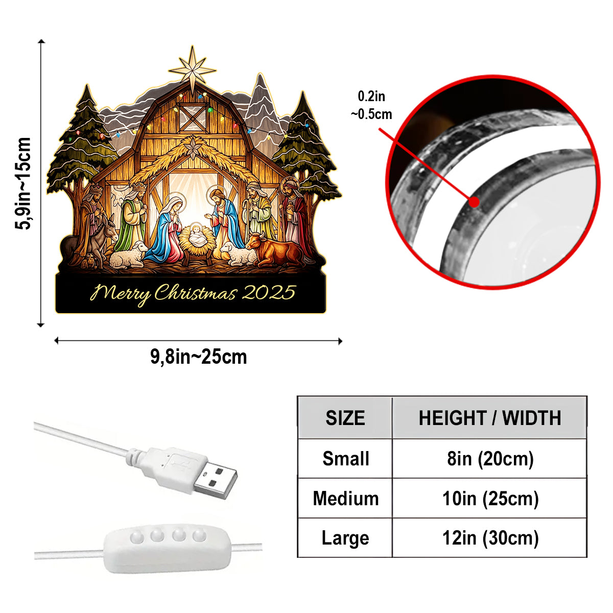 Frohe Weihnachten – Personalisierte christliche LED-Nachtleuchte aus Acryl