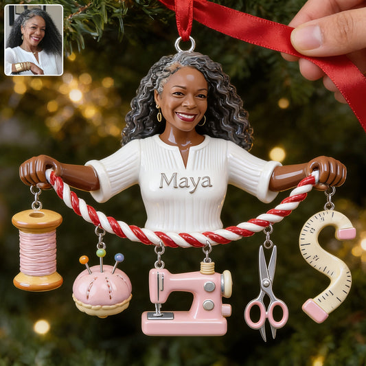 Sew Much Joy This Christmas - Personalized Sewing Ornament With Charm