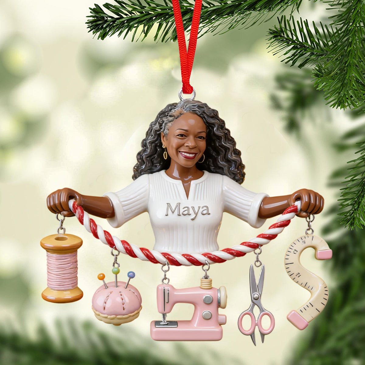 Sew Much Joy This Christmas - Personalized Sewing Ornament With Charm