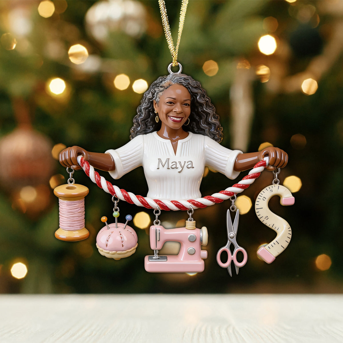 Sew Much Joy This Christmas - Personalized Sewing Ornament With Charm