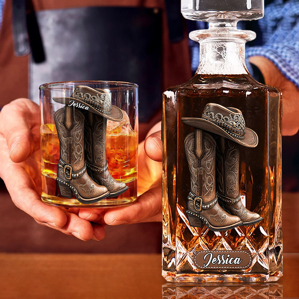 Western Spirit - Personalized Cowgirl Whiskey Decanter Set