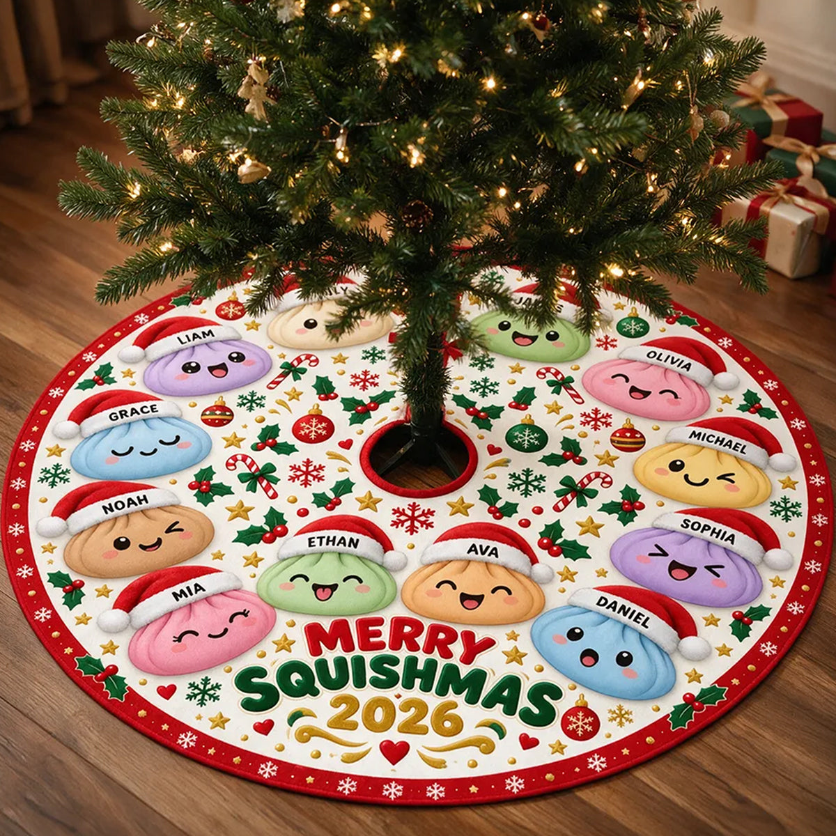 Merry Squishmas - Personalized Family Tree Skirt