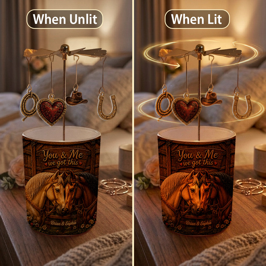 You & Me - Personalized Horse Spinning Candle Holder