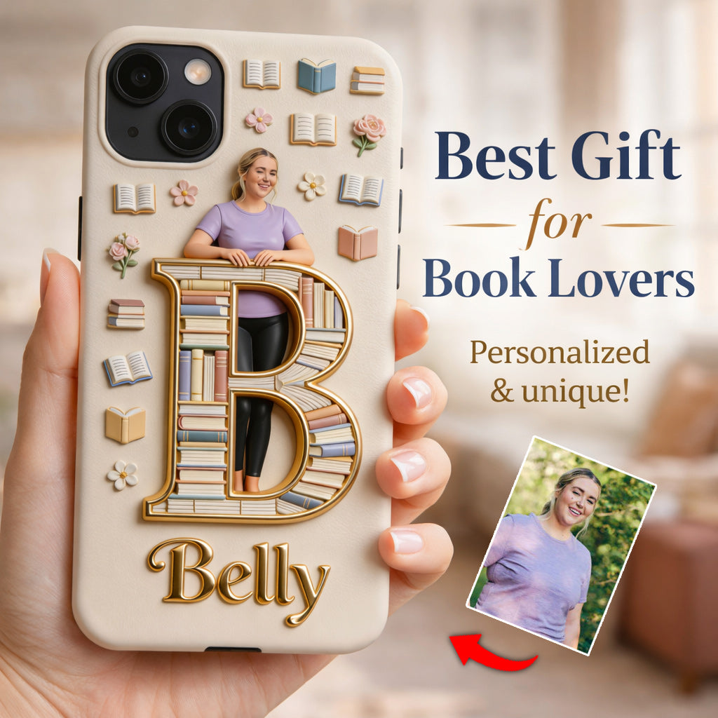 Book Lovers Gift - Personalized Book 3D Embossed Leather Phone Case