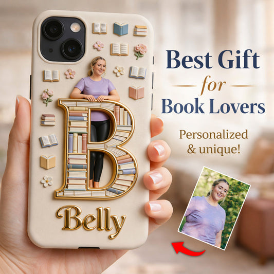 Book Lovers Gift - Personalized Book 3D Embossed Leather Phone Case