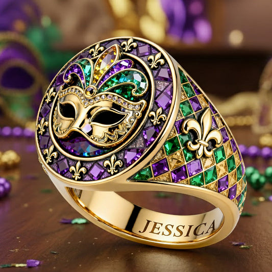 It's Mardi Gras Y'all - Personalized Mardi Gras Signet Ring