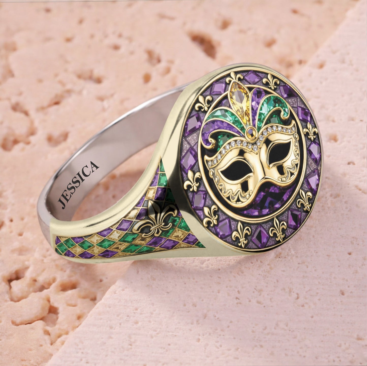 It's Mardi Gras Y'all - Personalized Mardi Gras Signet Ring