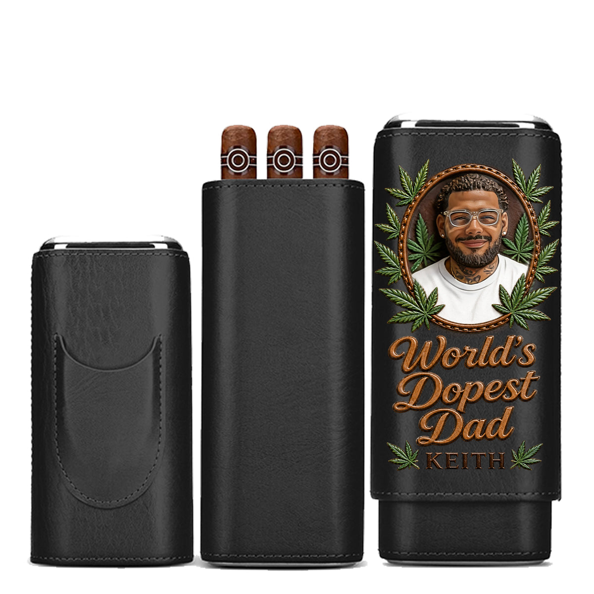 Cannabis-Liebhaber, der coolste Papa der Welt - Personalisierte Weed Leder Pre-Roll Humidor Box