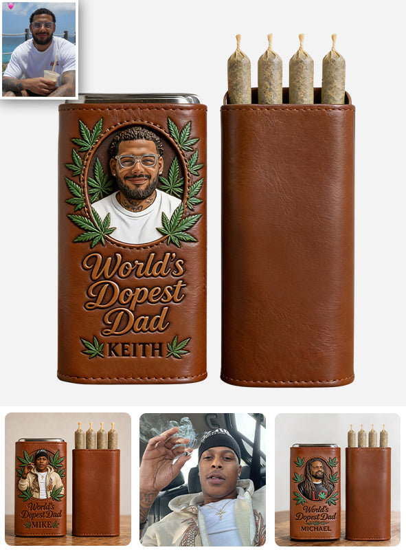 Cannabis-Liebhaber, der coolste Papa der Welt - Personalisierte Weed Leder Pre-Roll Humidor Box