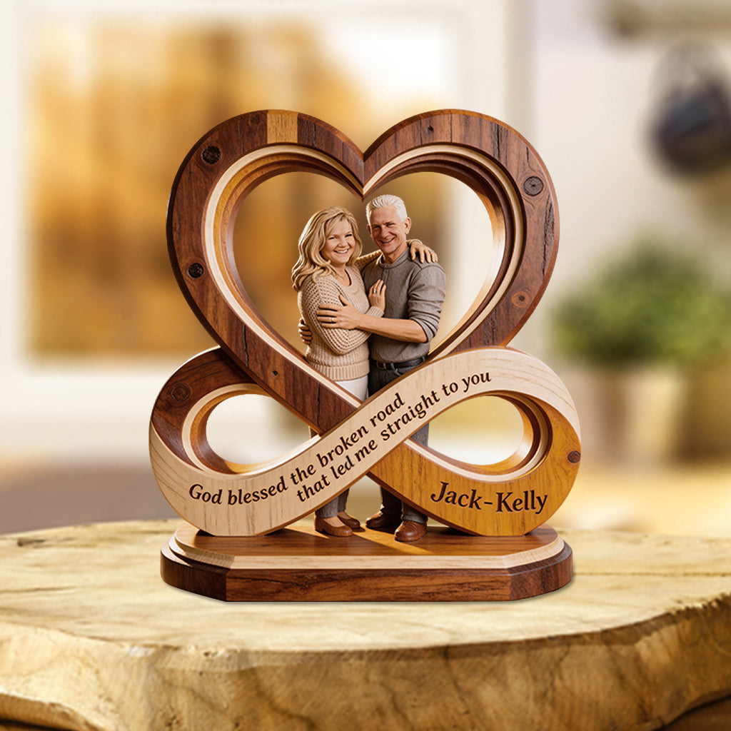 God Blessed The Broken Road - Personalized Couple Custom Shaped Acrylic Plaque