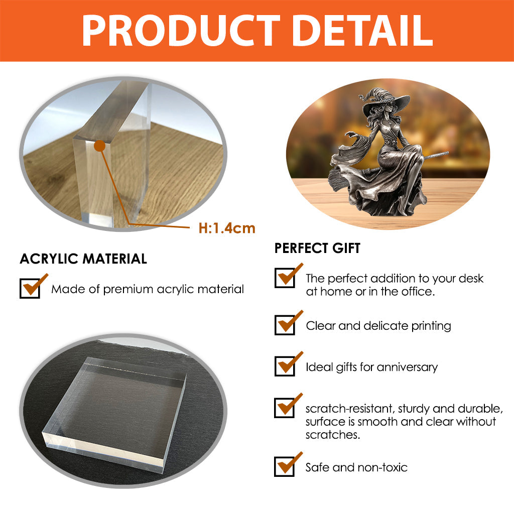 Anmutige Hexe – Personalisierte Acrylplakette in Hexenform