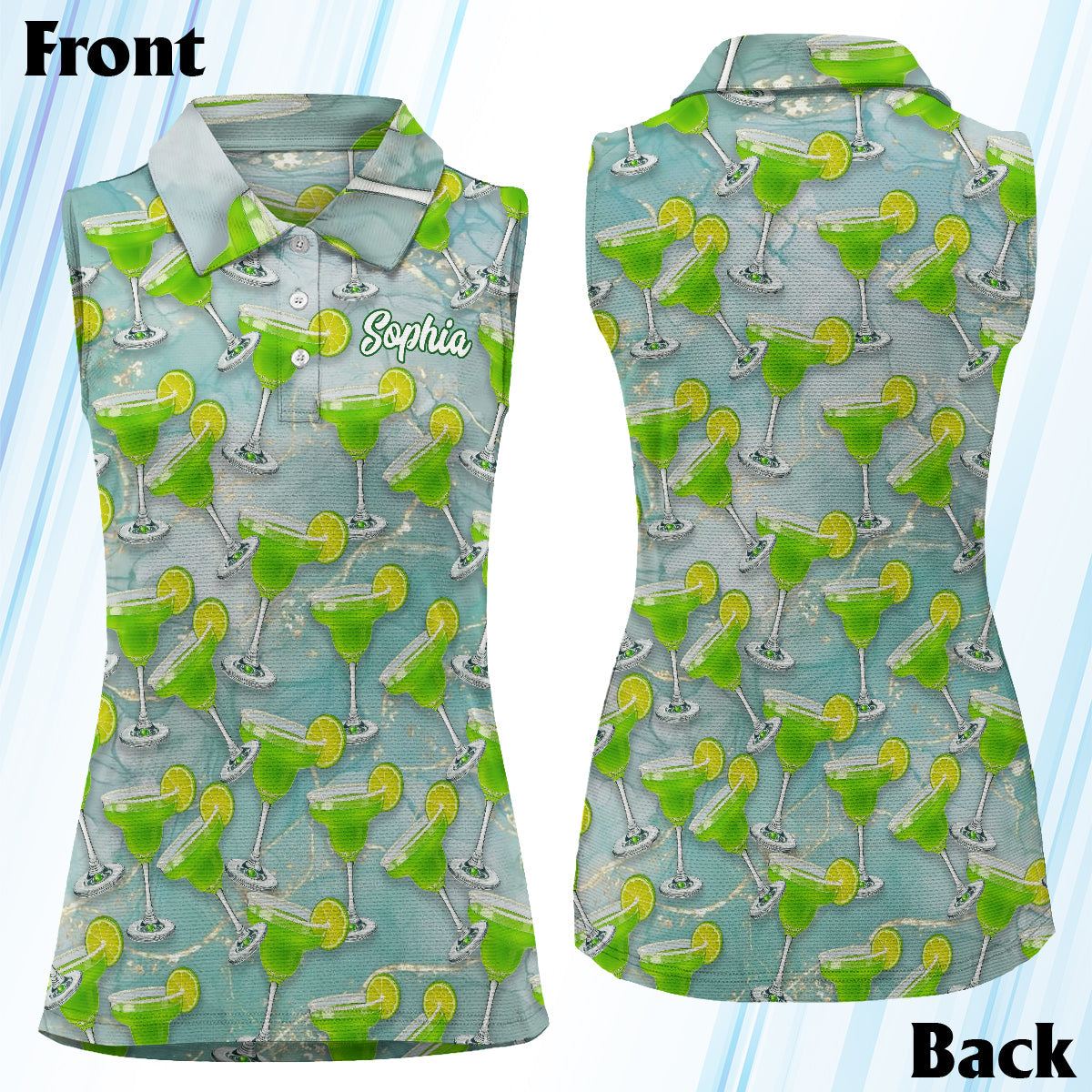 Margarita Mulligans - Personalized Golf Sleeveless Polo Shirt