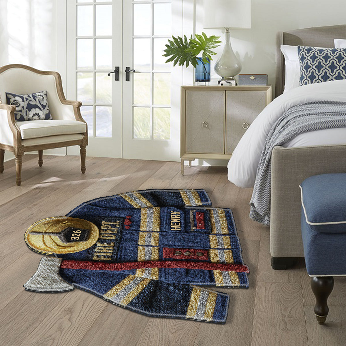 Feuerwehr – Personalisierter, rutschfester, getufteter Feuerwehr-Teppich