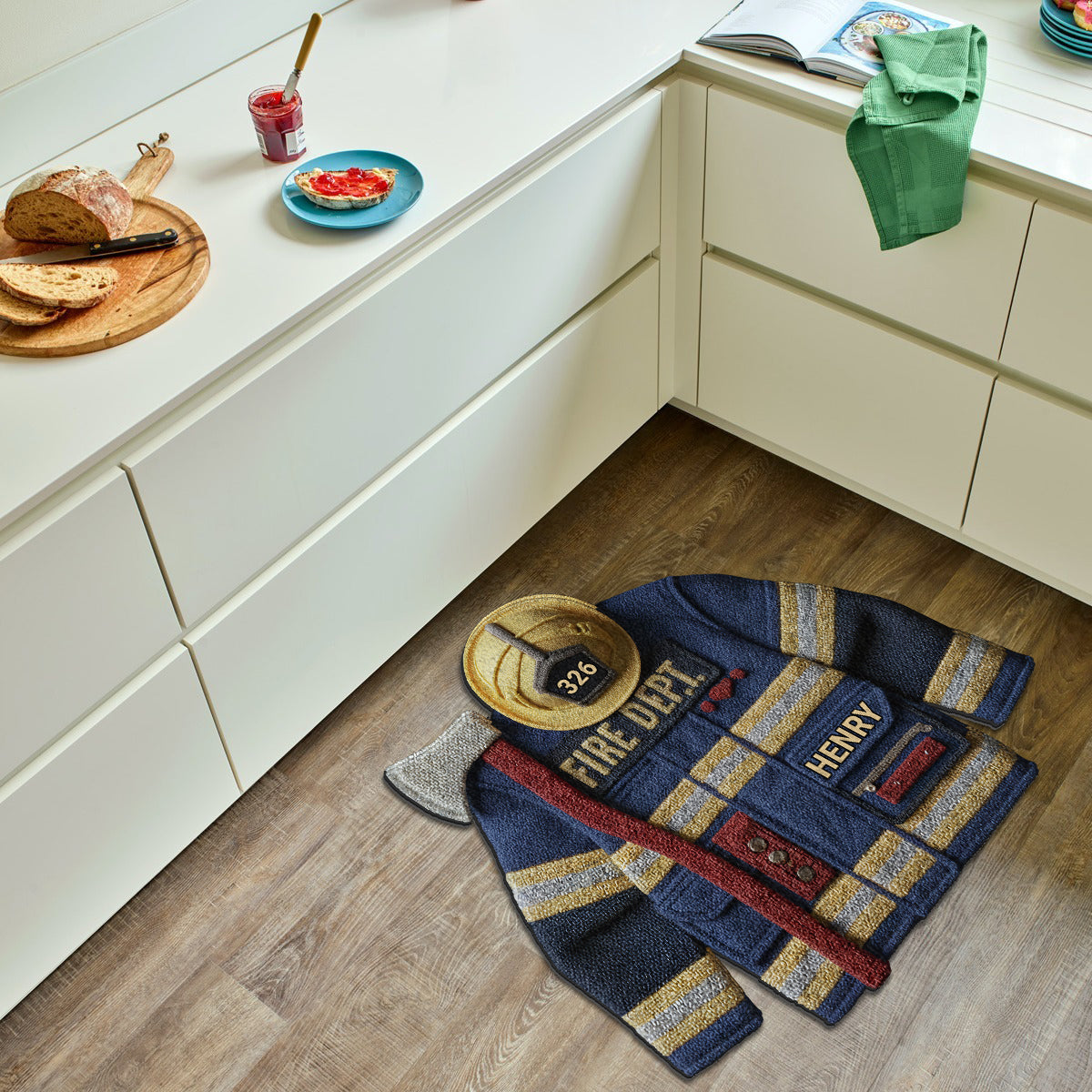 Feuerwehr – Personalisierter, rutschfester, getufteter Feuerwehr-Teppich