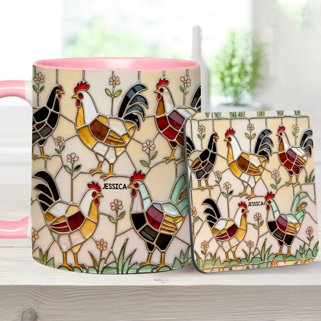Chicken Farm - Personalized Chicken Accent Mug & Coaster
