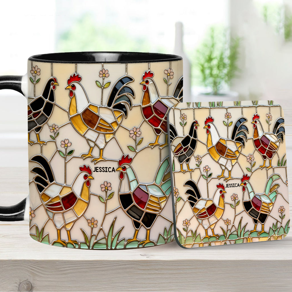 Chicken Farm - Personalized Chicken Accent Mug & Coaster