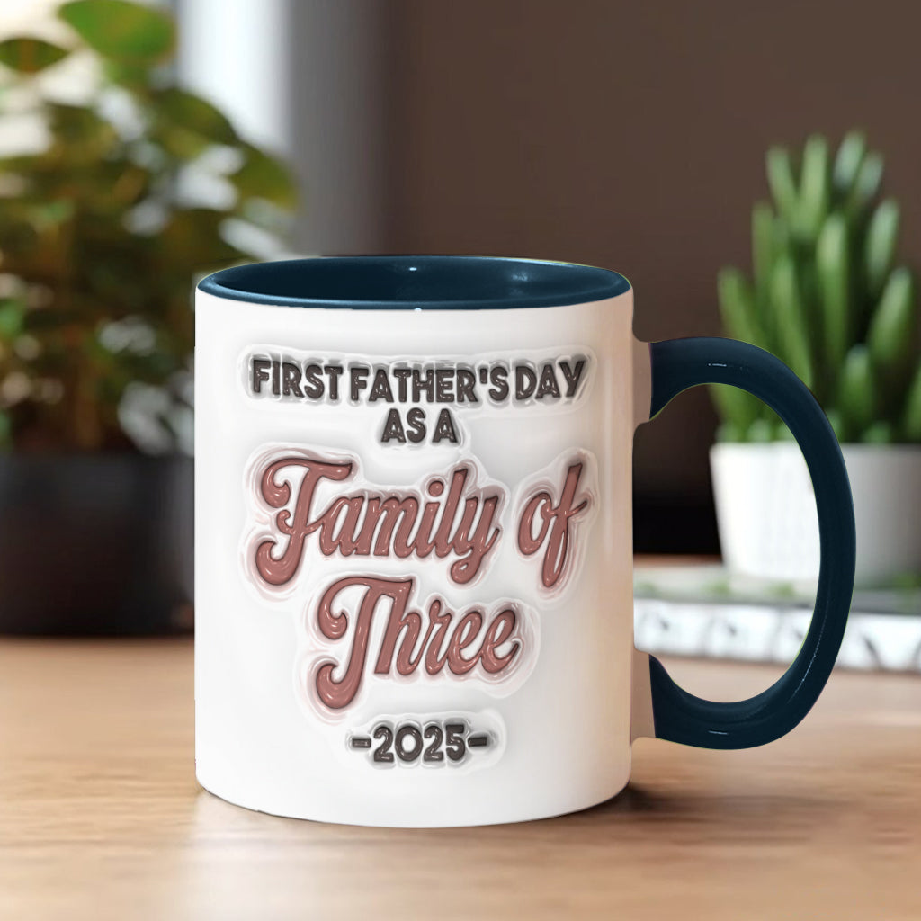 First Father’s Day Dinosaur Family of Three - Personalized Father Accent Mug