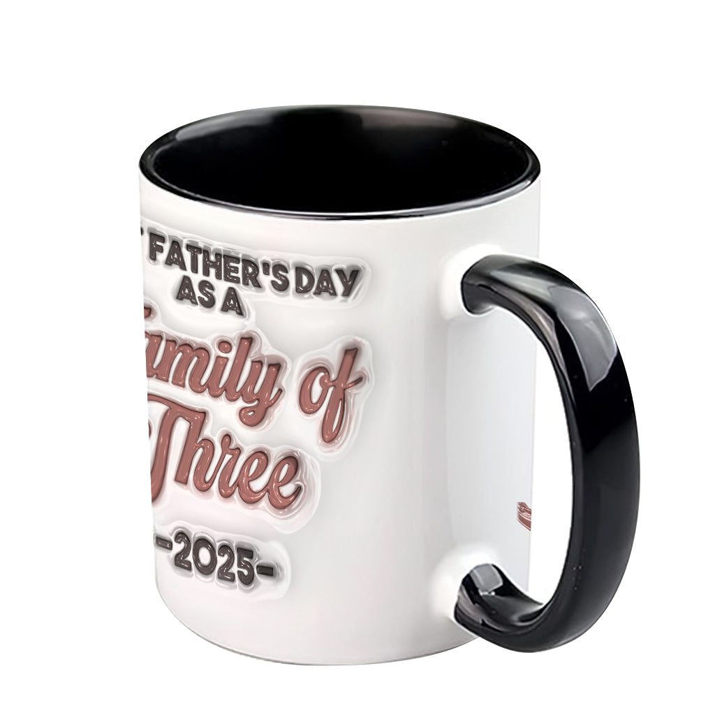 First Father’s Day Dinosaur Family of Three - Personalized Father Accent Mug
