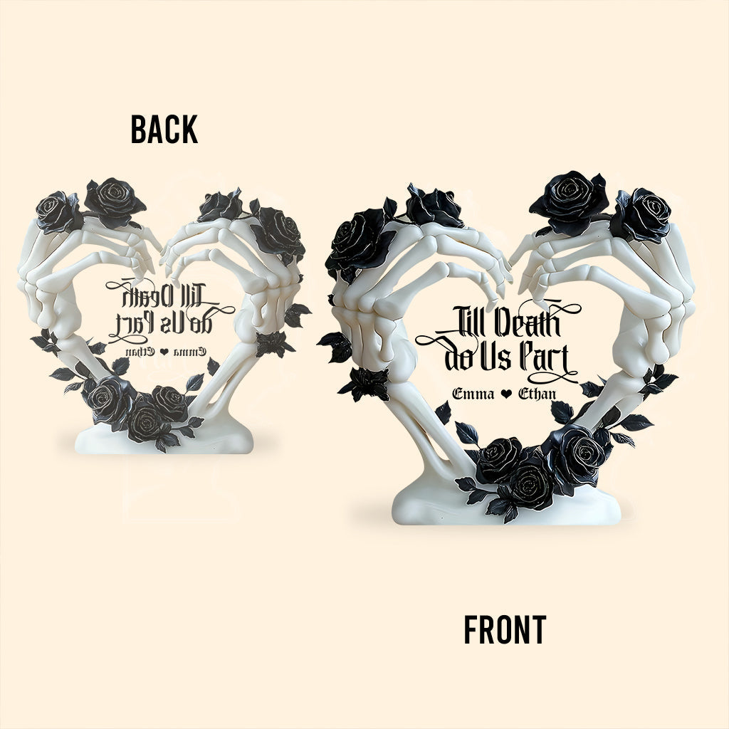 Bis dass der Tod uns scheidet – Personalisierte Totenkopf-Acrylplakette in individueller Form