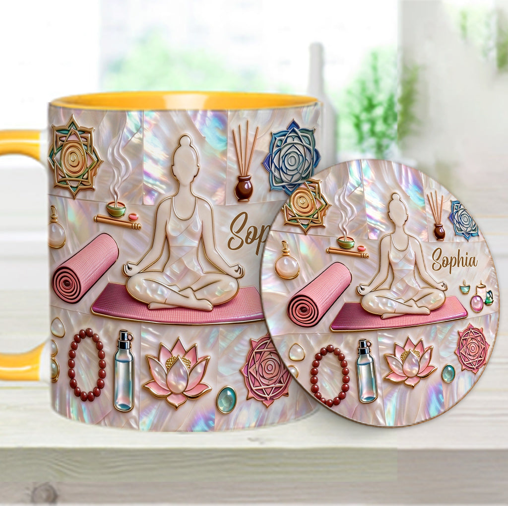Peace Love Yoga - Personalized Yoga Accent Mug & Coaster