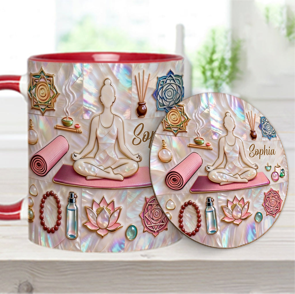 Peace Love Yoga - Personalized Yoga Accent Mug & Coaster