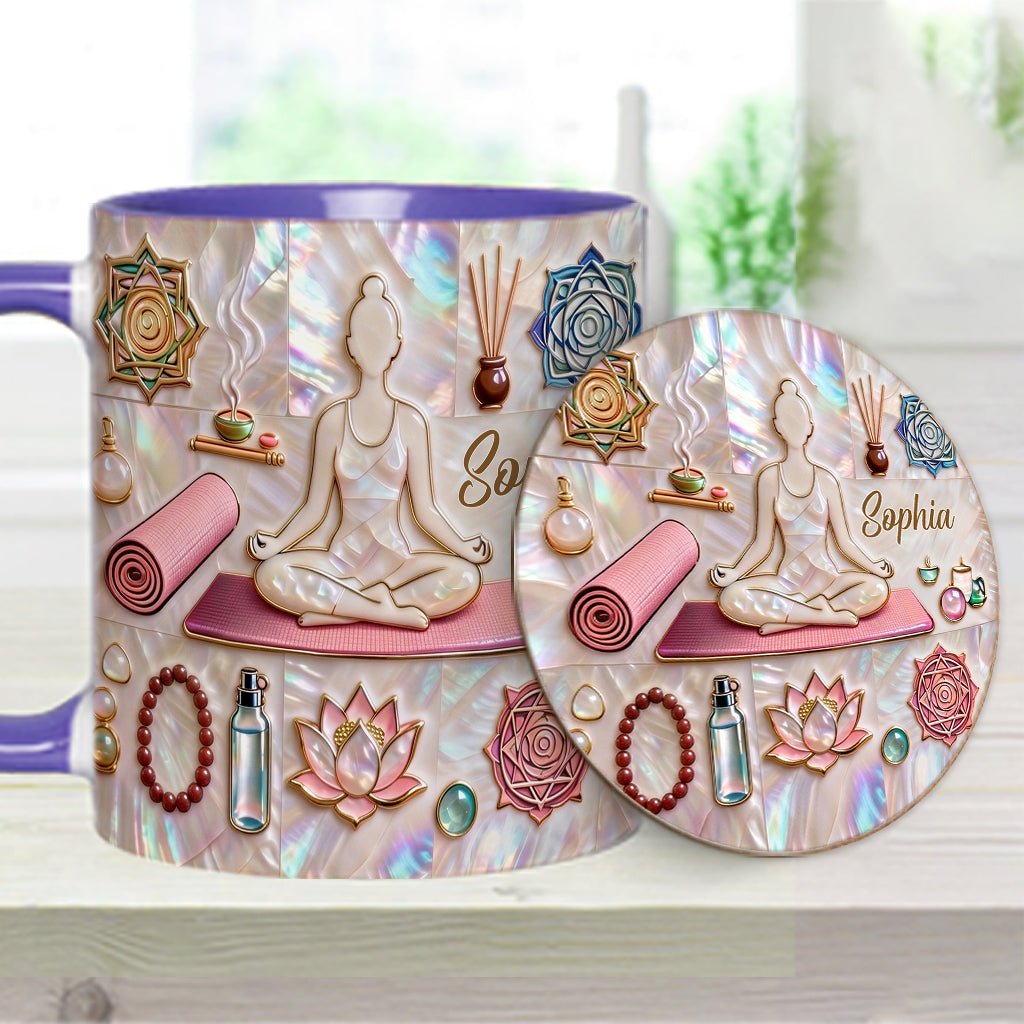 Peace Love Yoga - Personalized Yoga Accent Mug & Coaster