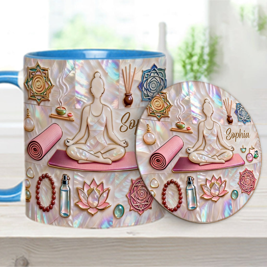 Peace Love Yoga - Personalized Yoga Accent Mug & Coaster