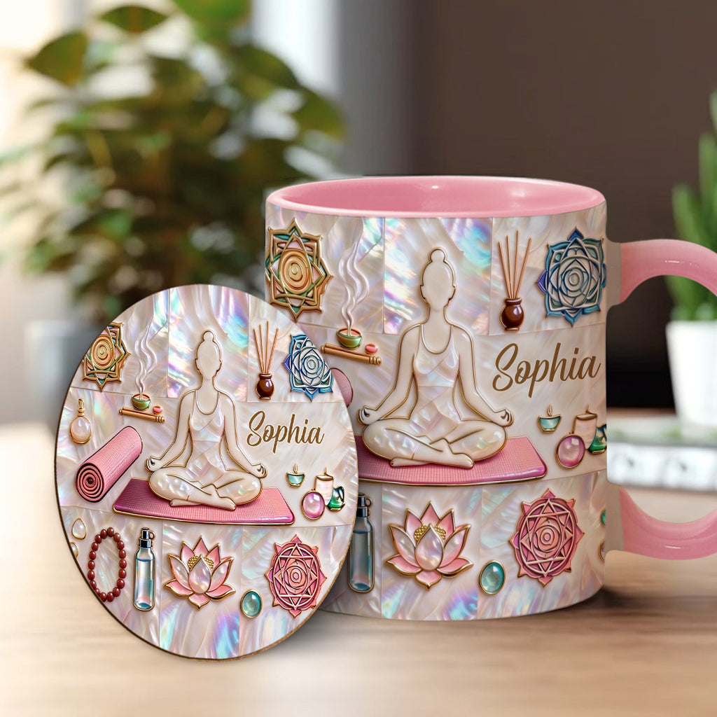 Peace Love Yoga - Personalized Yoga Accent Mug & Coaster