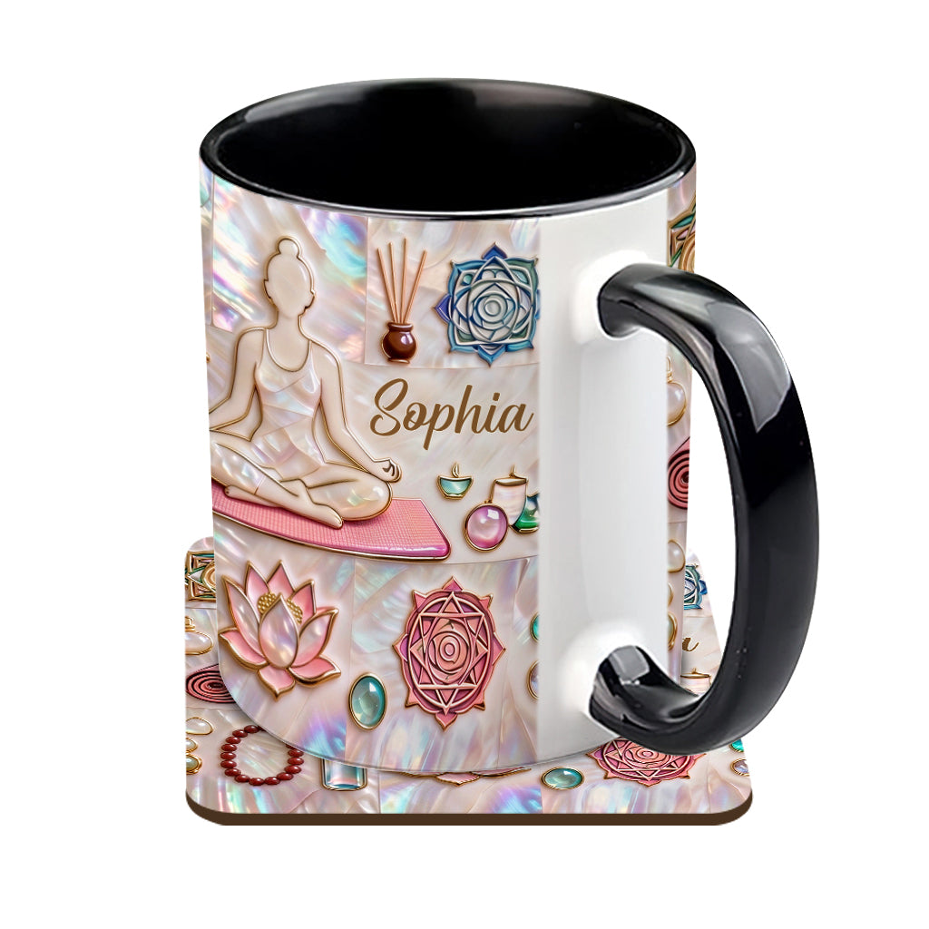 Peace Love Yoga - Personalized Yoga Accent Mug & Coaster