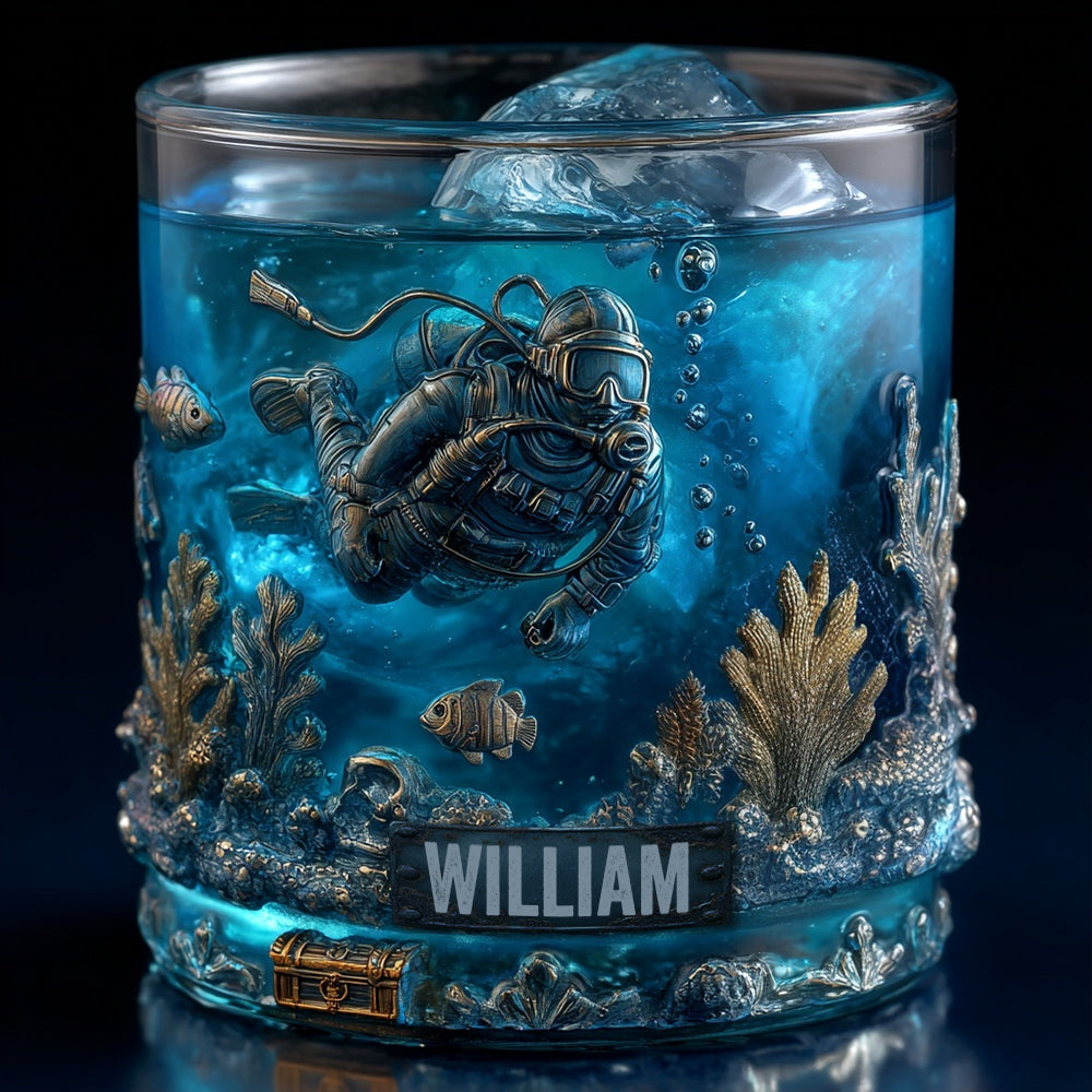 Ocean's Deep – Personalisiertes Whiskyglas für Taucher